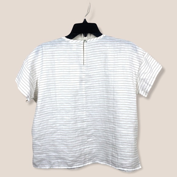 EILEEN FISHER ORGANIC LINEN COTTON STRIPED TOP - Picture 7 of 8